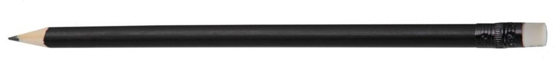 Drewniany ołówek reklamowy, czarny, z gumką – 73772
