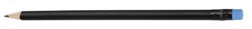 Drewniany ołówek reklamowy, czarny, z gumką – 73772